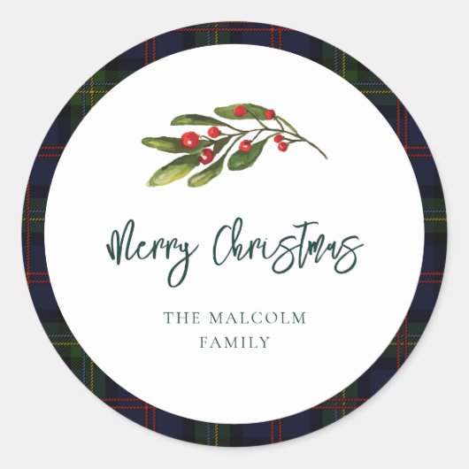 Geruite elegante rustieke klassieke tartan ronde sticker (Voorkant)