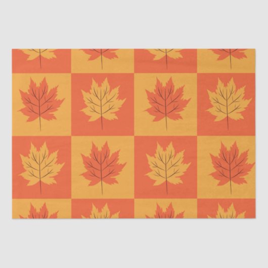Geruite esdoorn Sinaasappel Autumn Leaves Pattern Tissuepapier (Voorkant)