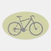 Geruite fiets ovale sticker (Voorkant)