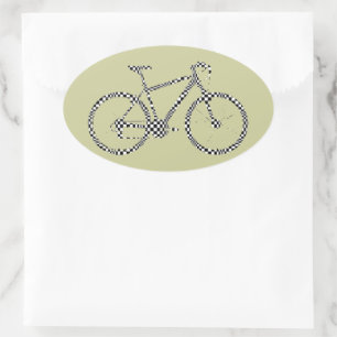 Geruite fiets ovale sticker