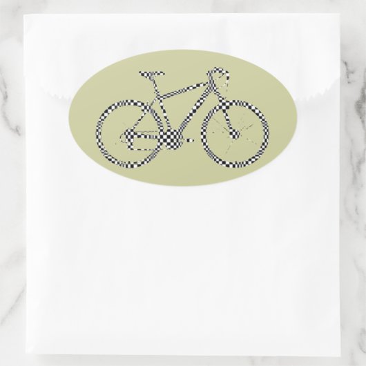 Geruite fiets ovale sticker (Tas)