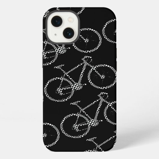 Geruite fiets zwart iPhone hoesje (Achterkant)