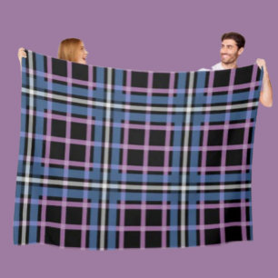 Geruite fleece deken – blauw en lavendel geruit