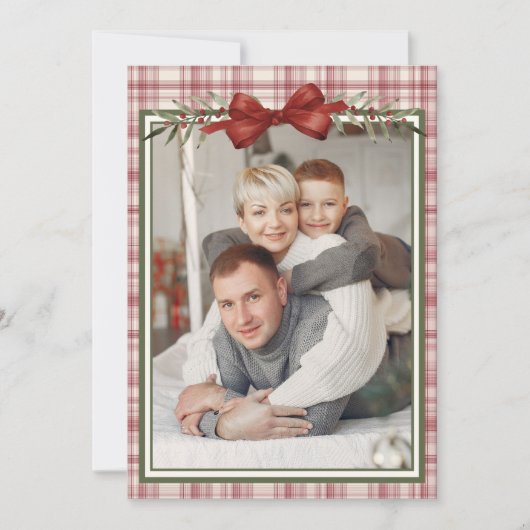Geruite Foto Kerst Feestdagenkaart (Voorkant)