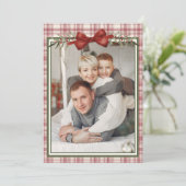 Geruite Foto Kerst Feestdagenkaart (Staand voorkant)