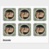 Geruite foto-stickers voor babyjongens vierkante sticker (Vel)