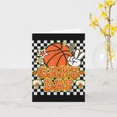 Geruite Game Day Schattigee Coquette Bow Basketbal Kaart (Gele Bloem)