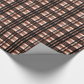 Geruite gegrilde geometrie Roos Goud Koper Zwart Cadeaupapier (Hoek)