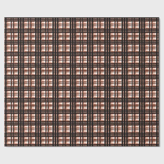 Geruite gegrilde geometrie Roos Goud Koper Zwart Cadeaupapier (Vlak)