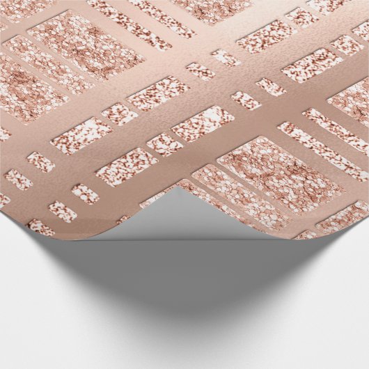 Geruite gegrilde geometrie Roos goudblush koper Cadeaupapier (Hoek)