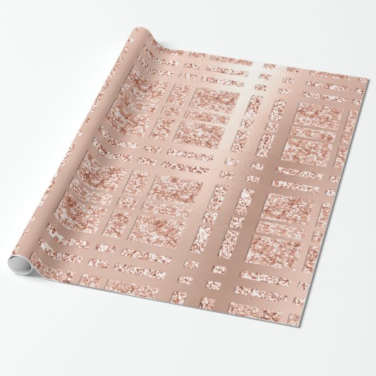 Geruite gegrilde geometrie Roos goudblush koper Cadeaupapier (Uitgerold)