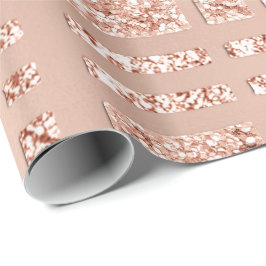 Geruite gegrilde geometrie Roos goudblush koper Cadeaupapier