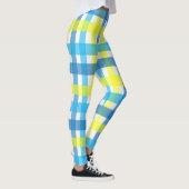 Geruite gele blauwe & witte leggingen leggings (Rechts)