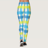 Geruite gele blauwe & witte leggingen leggings (Achterkant)