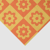 Geruite Gele Oranje Retro Bloemen Tissuepapier (Detail)