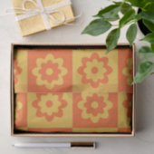 Geruite Gele Oranje Retro Bloemen Tissuepapier (Geschenk)