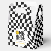 Geruite Gele Preppy Glimlach Aangepaste 1e Verjaar Bedankdoosjes (Geopend)