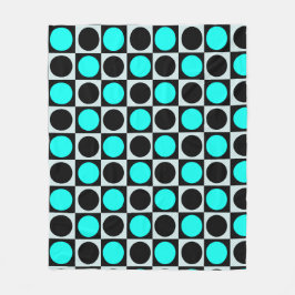 Geruite geometrische blauwe zwarte cirkel polka st fleece deken