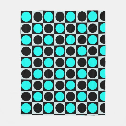 Geruite geometrische blauwe zwarte cirkel polka st fleece deken (Voorkant)