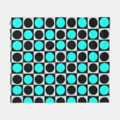 Geruite geometrische blauwe zwarte cirkel polka st fleece deken (Voorkant (Horizontaal))