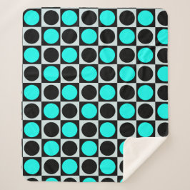 Geruite geometrische blauwe zwarte cirkel polka st sherpa deken