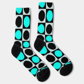 Geruite geometrische blauwe zwarte cirkel polka st sokken (Rechts)
