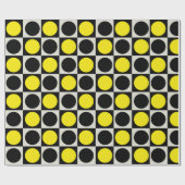 Geruite geometrische gele zwarte cirkel polka dot cadeaupapier (Vlak)