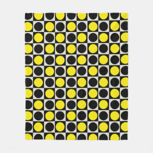 Geruite geometrische gele zwarte cirkel polka dot fleece deken