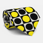 Geruite geometrische gele zwarte cirkel polka dot stropdas (Opgerold)