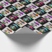 Geruite geometrische paddenstoel cadeaupapier (Hoek)