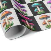 Geruite geometrische paddenstoel cadeaupapier (Rol Hoek)