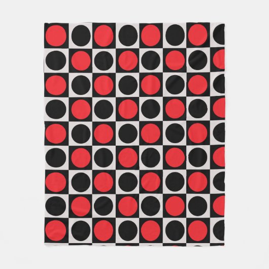 Geruite geometrische rode zwarte cirkel polka stip fleece deken (Voorkant)
