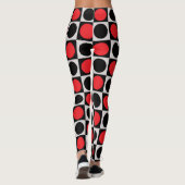 Geruite geometrische rode zwarte cirkel polka stip leggings (Achterkant)