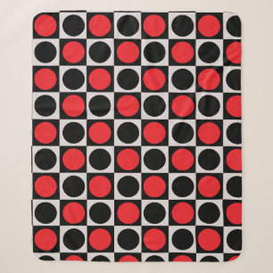 Geruite geometrische rode zwarte cirkel polka stip sherpa deken