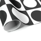 Geruite geometrische witte zwarte cirkel polka sti cadeaupapier (Rol Hoek)