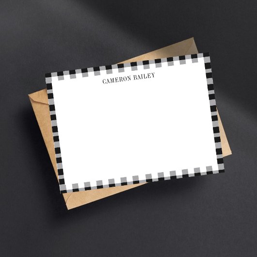 Geruite Gingham Buffalo Zwart & Wit Naam Notitiekaartje