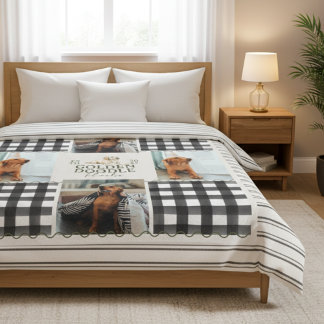 Geruite Gingham Golden Doodle Pet Four Foto Fleece Deken