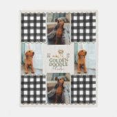 Geruite Gingham Golden Doodle Pet Four Foto Fleece Deken (Voorkant)
