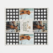 Geruite Gingham Golden Doodle Pet Four Foto Fleece Deken (Voorkant (Horizontaal))