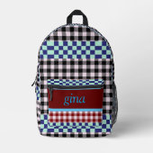 Geruite Gingham Persoonlijk Bedrukte Rugzak (Voorkant)