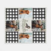 Geruite Gingham teckel Pet Four foto Fleece Deken (Voorkant (Horizontaal))