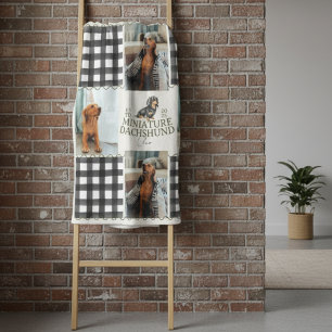 Geruite Gingham teckel Pet Four foto Fleece Deken