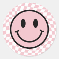 Geruite golvende roze preppy glimlach