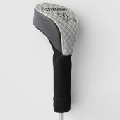 Geruite groene en beige hart pickleball-paddle golfheadcover (Schuin)