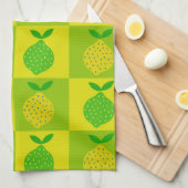 Geruite Groene en Gele Citroenen Patroon Theedoek (Quarter Fold)