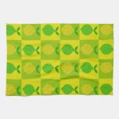 Geruite Groene en Gele Citroenen Patroon Theedoek (Horizontaal)