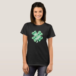 Geruite groene Ierse klavertje vierbladige klaver T-shirt