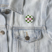 Geruite Groene Lesgeven Leraar Speld Ronde Button 3,2 Cm (In situ)