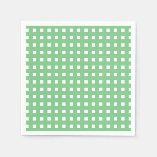 Geruite groene papieren servetten met stengelprint (Voorkant)