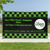 Geruite Groene & Zwarte IT of Cyber Event DIY Logo Spandoek (Buitenkant)
